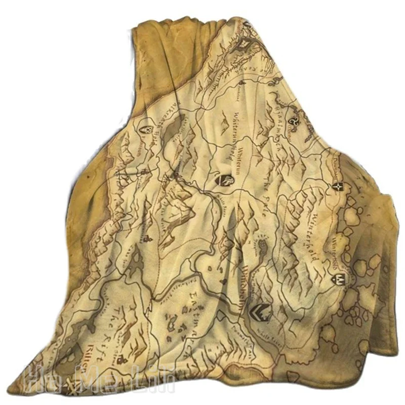 

Baulerd Skyrim Worn Parchment Map Ultra Soft Micro Flannel Blanket For Couch Bed Sofa Office Suitable All Season