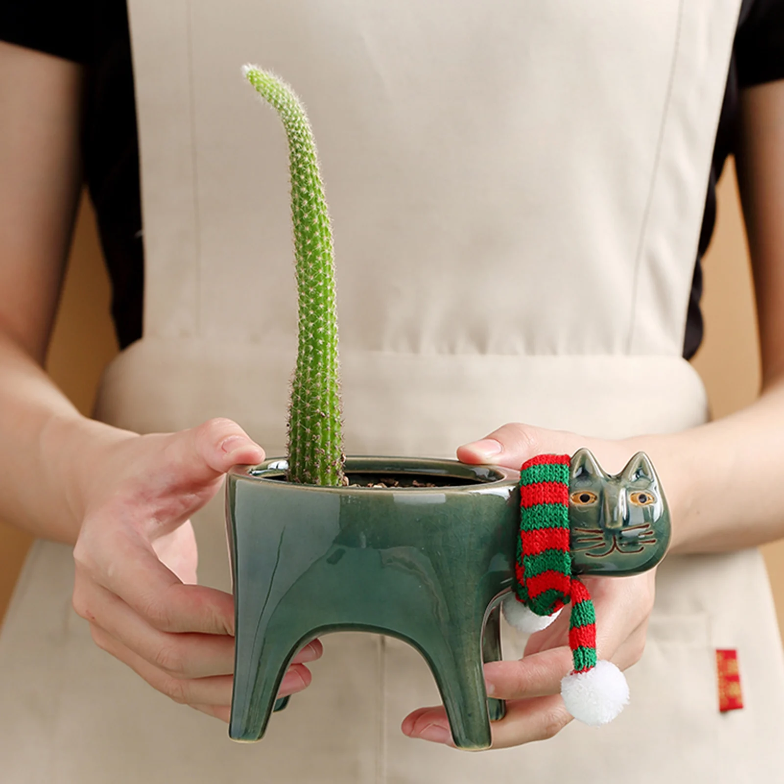 Мультфильмы кошка горшок для растений животных Керамика симпатичная ваза кактус