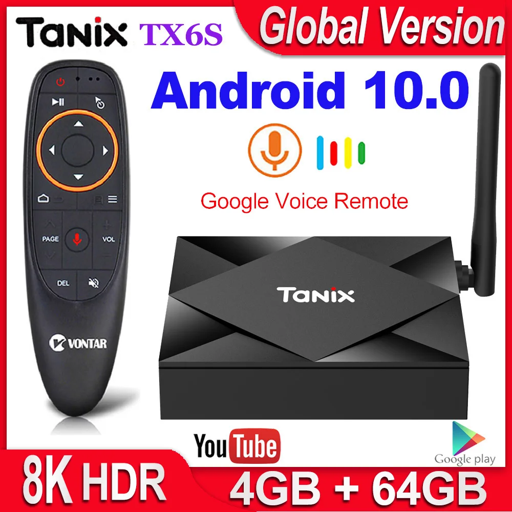 Tanix TX6S Смарт ТВ Box Android 10 4 Гб Оперативная память 32GB/64GB Allwinner H616 ядра 0 коробка H.265 к HD