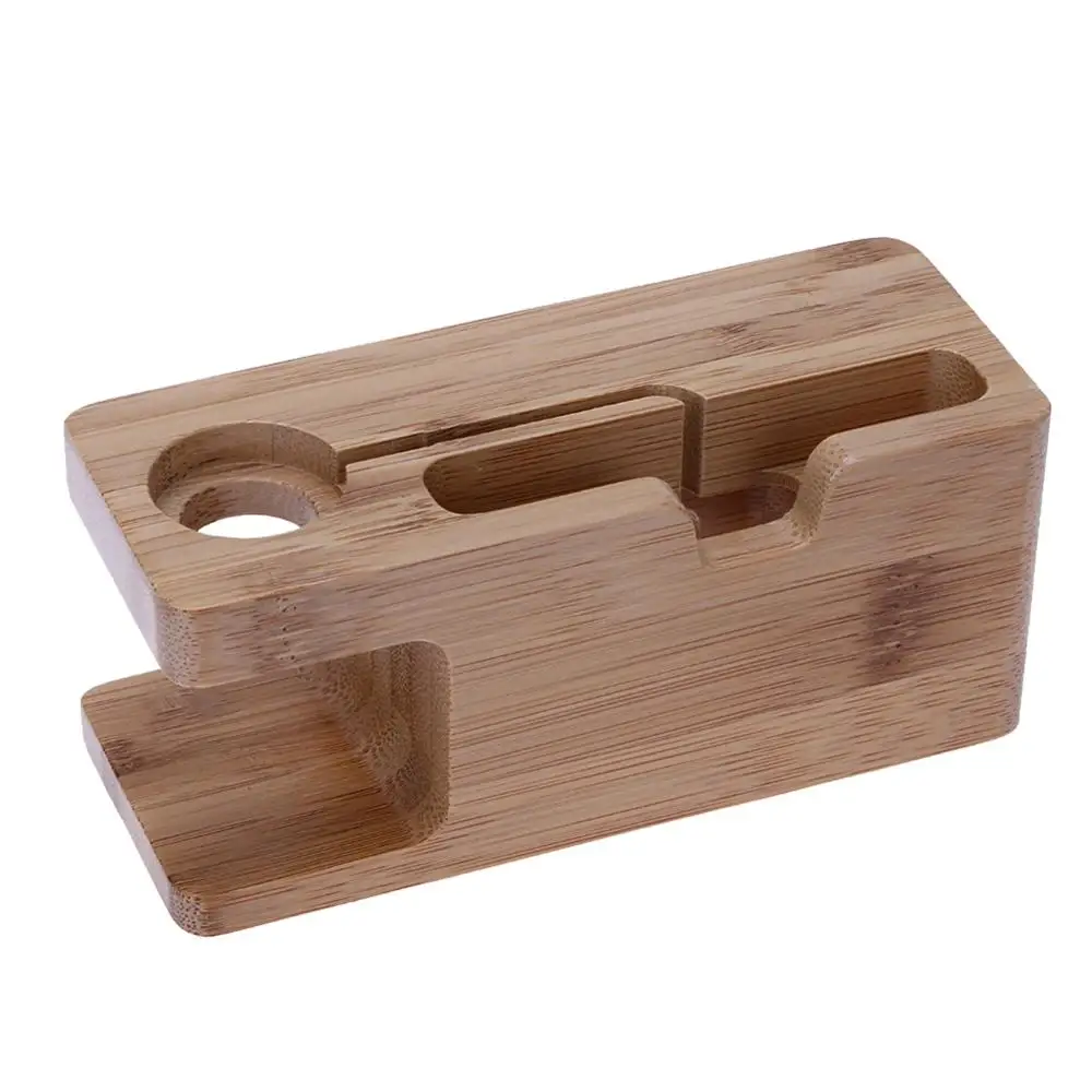 2 in 1 Smooth Bamboo Wood Desktop Stand for iPhone Phone Holder Charger Charging Dock Station Base bracket Apple Watch | Мобильные