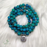 8mm malachite lapis lazuli 108 beads pendant bracelet wristband buddhism elegant wrist yoga classic cuff spirituality pray reiki