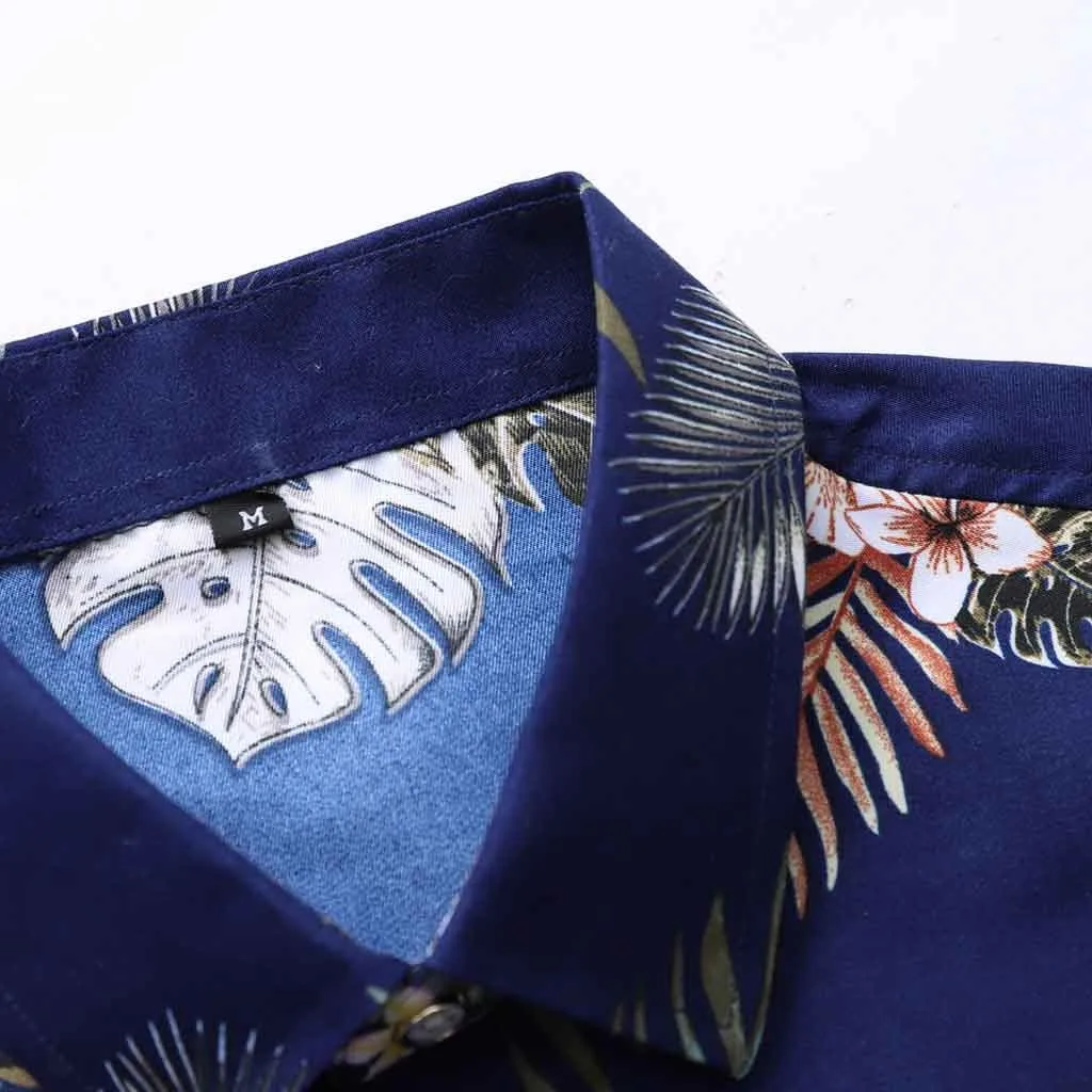 Модная тонкая свободная Гавайская мужская одежда с коротким рукавом и отложным