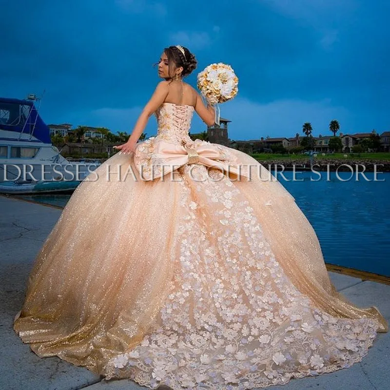 Rose Gold Quinceanera Dress Ball 