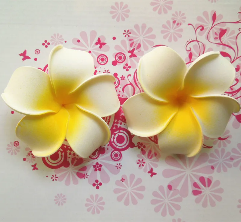 100 шт 4 см EVA Пена Frangipani волосы цветы искусственный Гавайский цветок Плюмерия