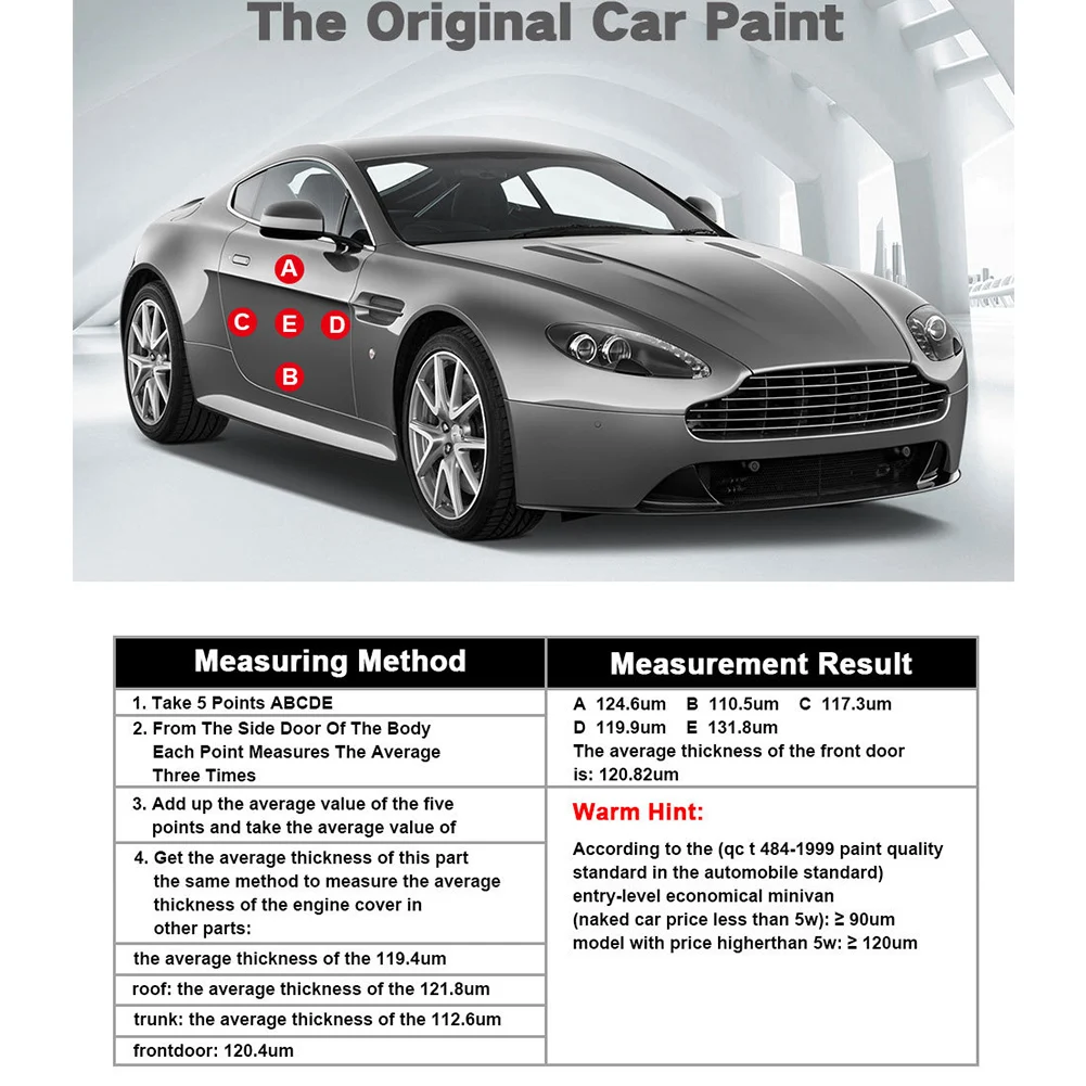 

Battery Powered Auto Power Off Handheld Industrial Home Anti Slip Car Paint High Precision Compact Thickness Gauge Meter