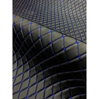 Экокожа стеганая, TakeDo, цв. Черный, Ромб, нить Синяя, *Стежка,  ширина 150см