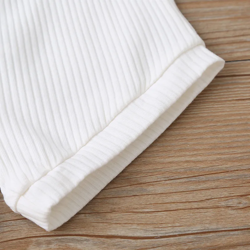 

Infant Baby Boys Rib-knitted Clothes Set Summer Newborn Baby Girls Short Sleeve T-shirt Shorts 2Pcs Boy Casual Cotton Clothing