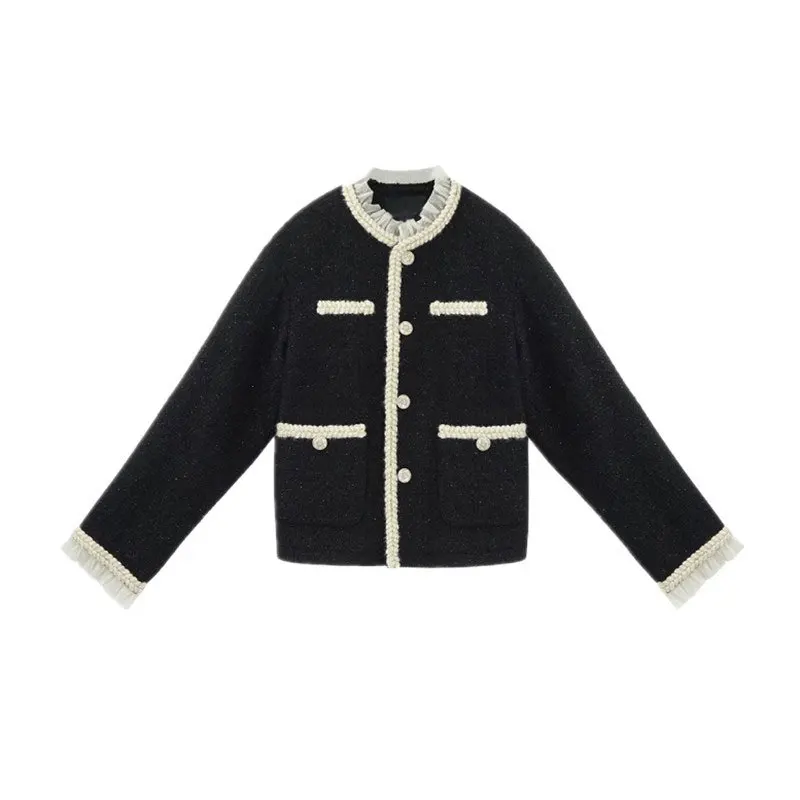 

Zoulv 2020 Lace Bright Tweed Suit Tailoring Stripes Cute Elegant Ladies Jacket Women's Spring Casual Tweed Jacket Autumn Jacket