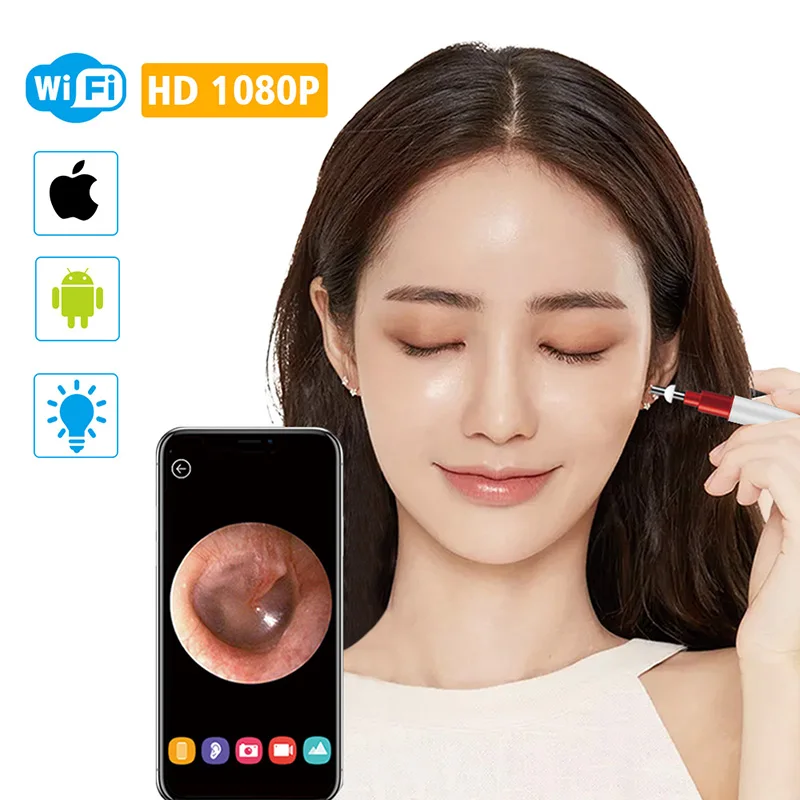 WiFi HD1080P беспроводной ушной Otoscope | Цифровой эндоскоп камера наблюдения за ушами
