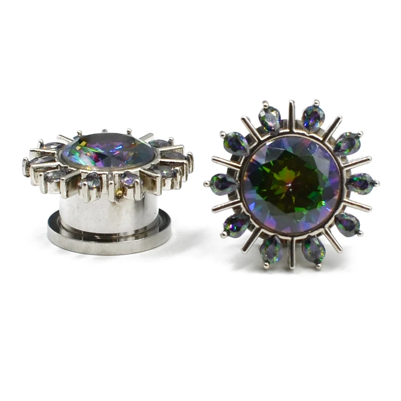 Шнек Из Нержавеющей Стали Для Пирсинга Ушей цветные каменные пробки и туннели