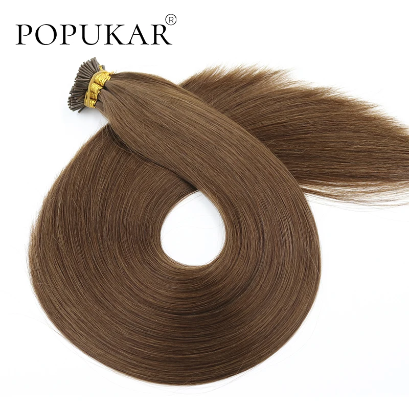Popakku перуанские волосы Remy с выравненной кутикулой светло коричневые 0 66 г/пряди