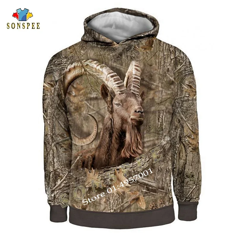 

SONSPEE Animal IBEX Camo HUNTING Animal 3D Hoodie Fashion Men Casual Long Sleeve Hooded Sweatshirts Women Fashion Hoody Clothing