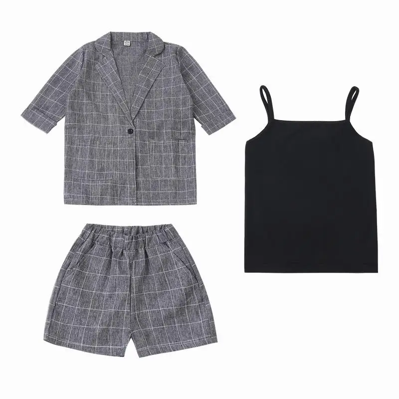 Детская одежда хлопковый костюм в клетку новая весенняя детская с длинными