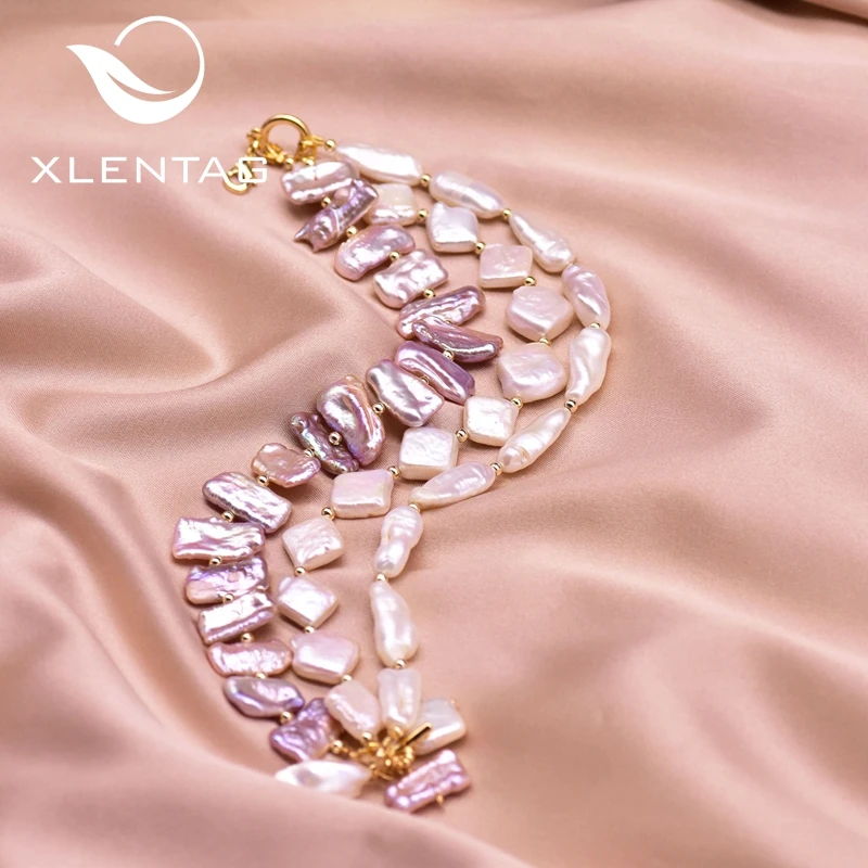 XlentAg Handmade Multi-layer Natural High Quality Baroque Pearls Charm Bracelets Women Engagement Party Fashion Jewellery GB0207 | Украшения