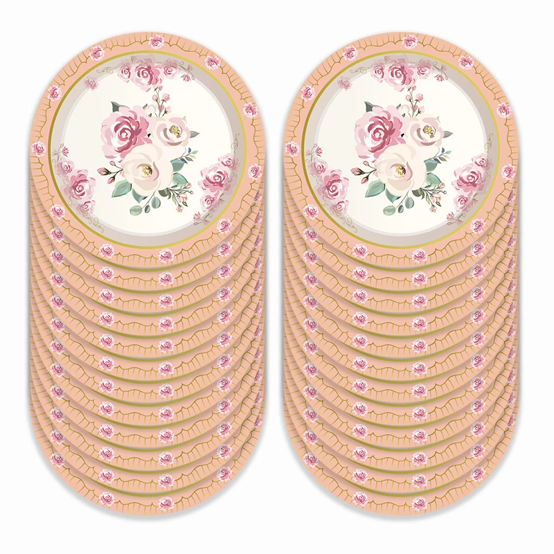 24 шт 9 дюймов Чай вечерние одноразовые тарелки цветок Свадебная вечеринка