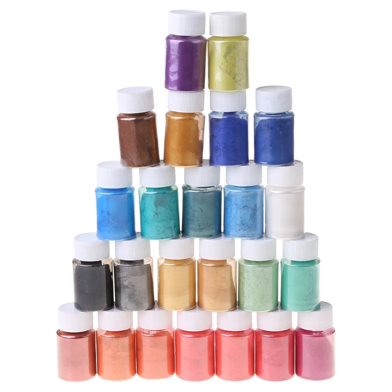 

24 Colors Pearlescent Natural Mica Mineral Powder Epoxy Resin Dye Pearl Pigment
