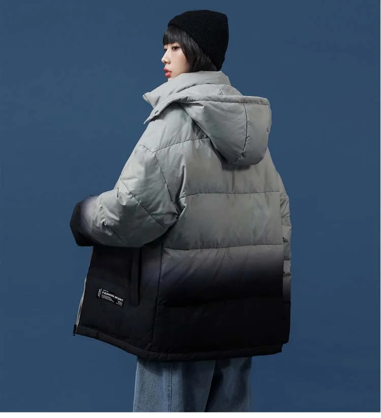 Younger 2022 Women's Duck Down Overcoat Female Windbreaker Couples Warm Parkas Jacket Gradient Color Oversized XXXL 100KGS