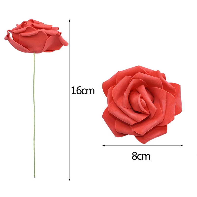 

10/20/30 Heads 8CM Artificial PE Foam Rose Flowers Bride Bouquet Flower For Wedding Party Decorative Scrapbooking DIY Flower