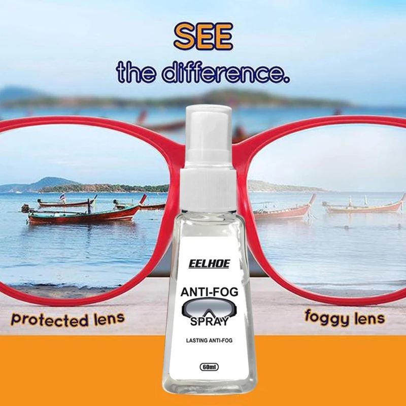 

60ml Anti Fog Spray Eyeglass Lens Cleaner 48h Long Lasting Defogger for Glasses XX9D