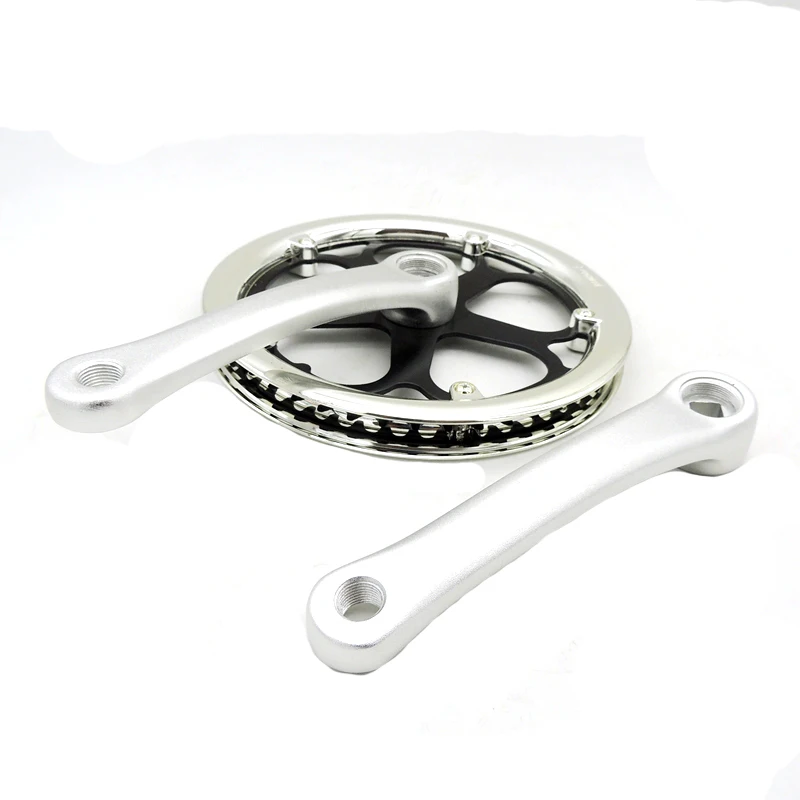 

48T Folding Bicycle Crankset Square hole 165mm aluminum alloy chainring Single speed Bicycle Crank Set Sprocket wheel Parts