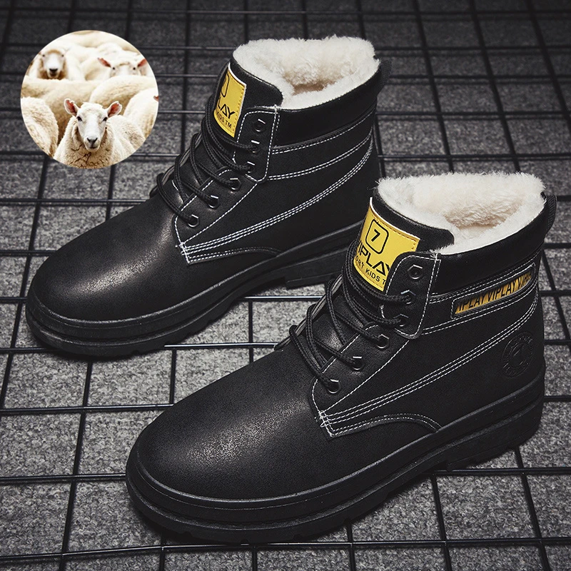 Black 39-44 ботинки мужские Зимние удобные теплые Нескользящие зимние мужские ботинки# XMXH999 - Цвет: Black
