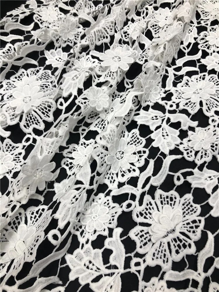 

Ткань белая Водорастворимая, кружевная вечерние с 3d-вышивкой в африканском стиле для шитья женских платьев