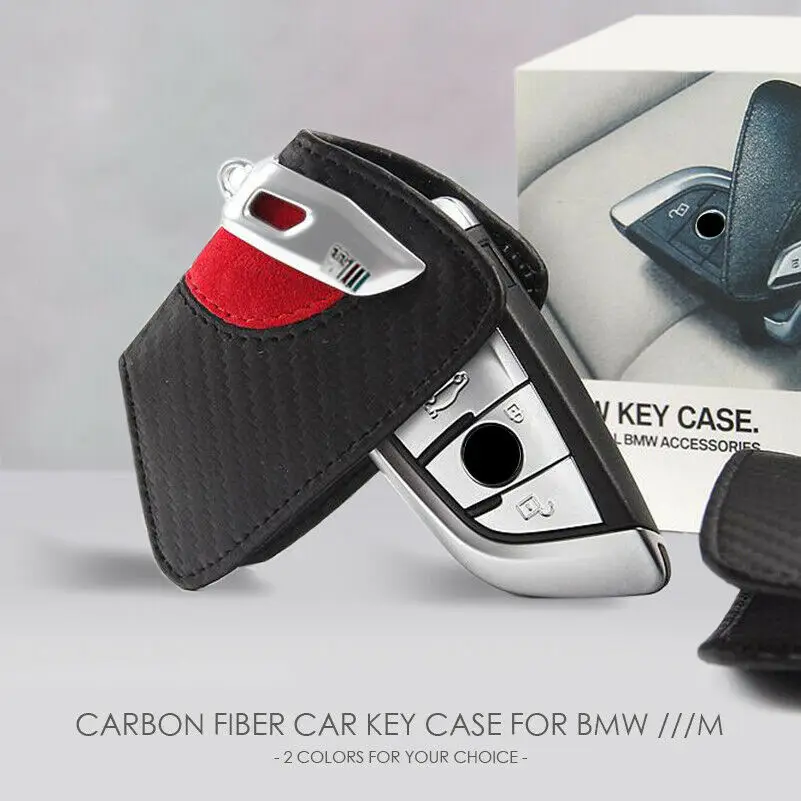 Фото Кожаный чехол для автомобильных ключей из углеродного волокна /// M BMW 2 серии New X5 X6