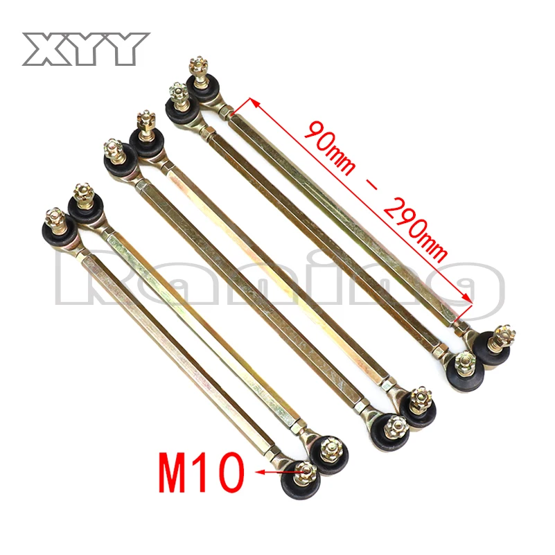 1pair 90MM-290MM M10 Steering Shaft Tie Rod with Tie Rod Ball Joint for 4 wheel kart modification ATV Quad 50cc-250cc M10