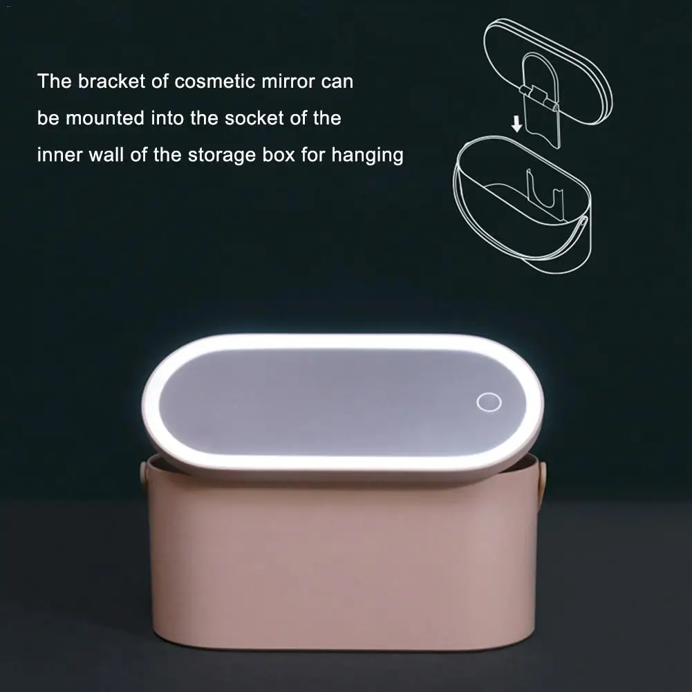 Travel Makeup Tools Case With LED Lights Mirror Creative 2 In 1 Cosmetics Organizer Portable Tool Storage Box | Красота и здоровье