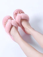 winter warm fluffy slippers women cozy cross indoor floor slides flat soft furry shoes ladies female faux fur flip flops