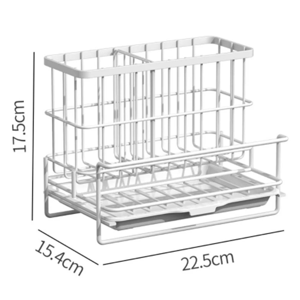 

Multifunctional storage basket Sink Caddy Organizer Countertop Sponge Brush Soap Holder with Drain Pan for Kitchen