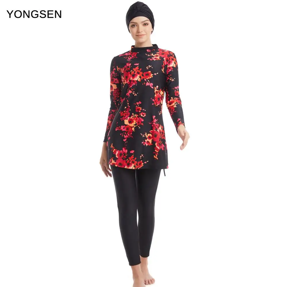 Yongsen плюс размер мусульманская одежда для плавания Burkinis женский купальный костюм хиджаб с длинными рукавами скромный стиль mAh одежда Исламский купальник