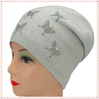 new winter womens golden thread knitted hat butterfly pearl female beanie baotou female warm hat