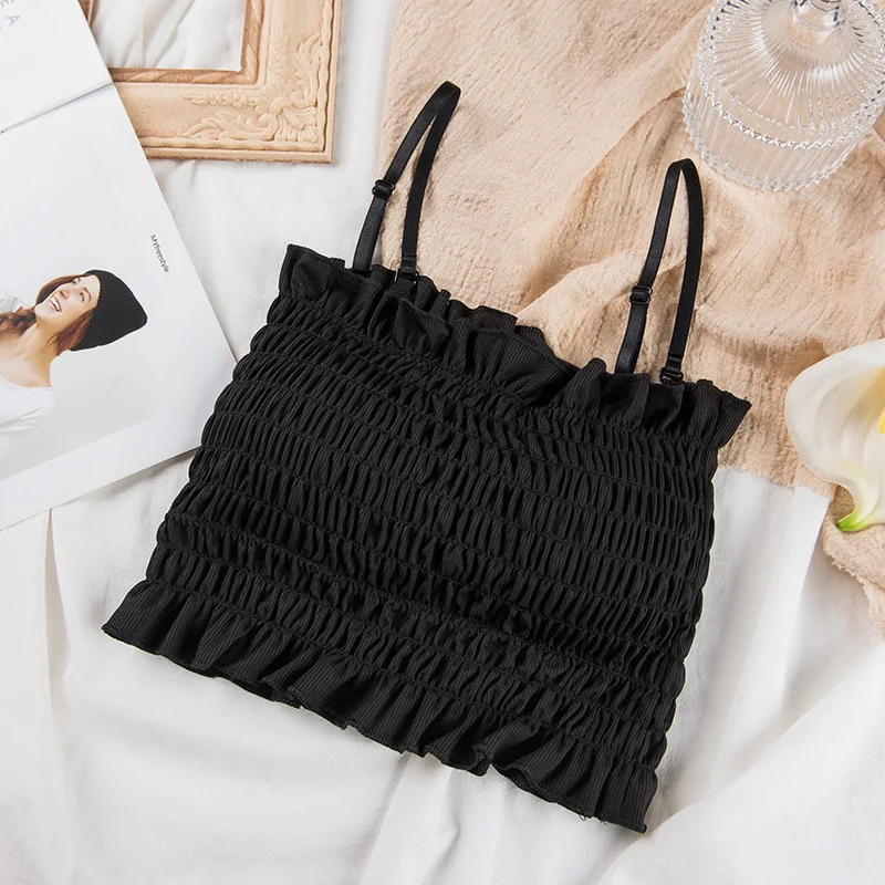 

Tank Tops for Women Ruffle Lace Edible Tree Fungus Summer Spring Sexy Casual Beach Outing Holiday Blusas Feminina Verao 2021