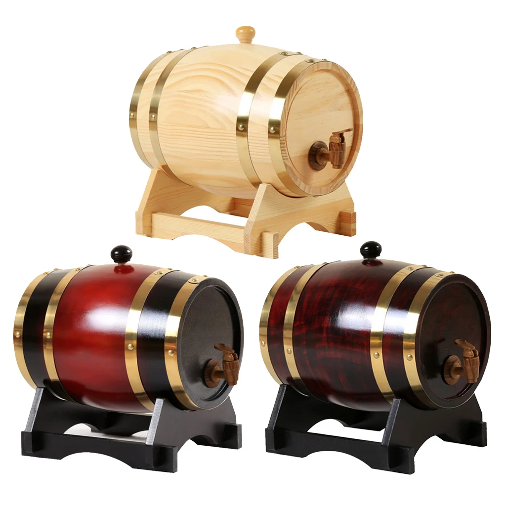 

Retro 3L/1.5L Oak Wine Barrel Storage with Base For Whiskey Liquor Hotel Decoration