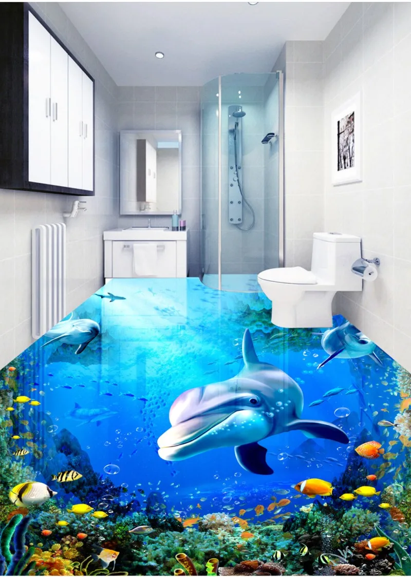 Напольное покрытие Dolphin Ocean 3D самоклеящаяся настенная бумага напольное украшение