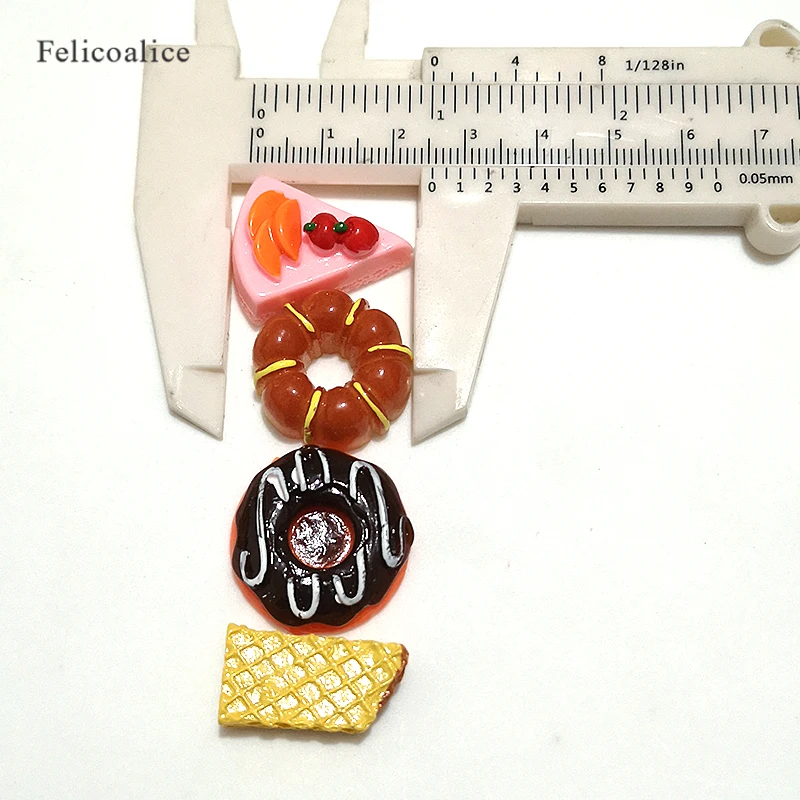 8pcs 20*25mm Mini Kawaii Resin Food Charms Necklace Donut Cake Pendant For DIY Hair Accessories Decoration Keychain | Украшения и