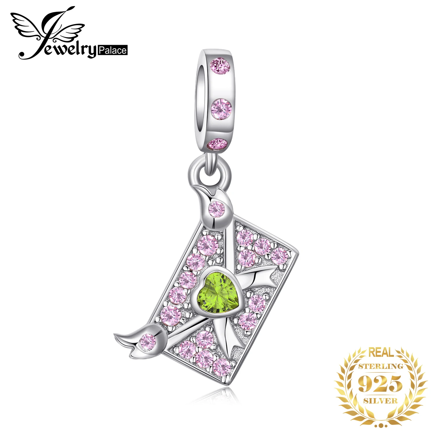 JewelryPalace создано розовый сапфир красивый конверт создана в желтый Nano Сердце 925