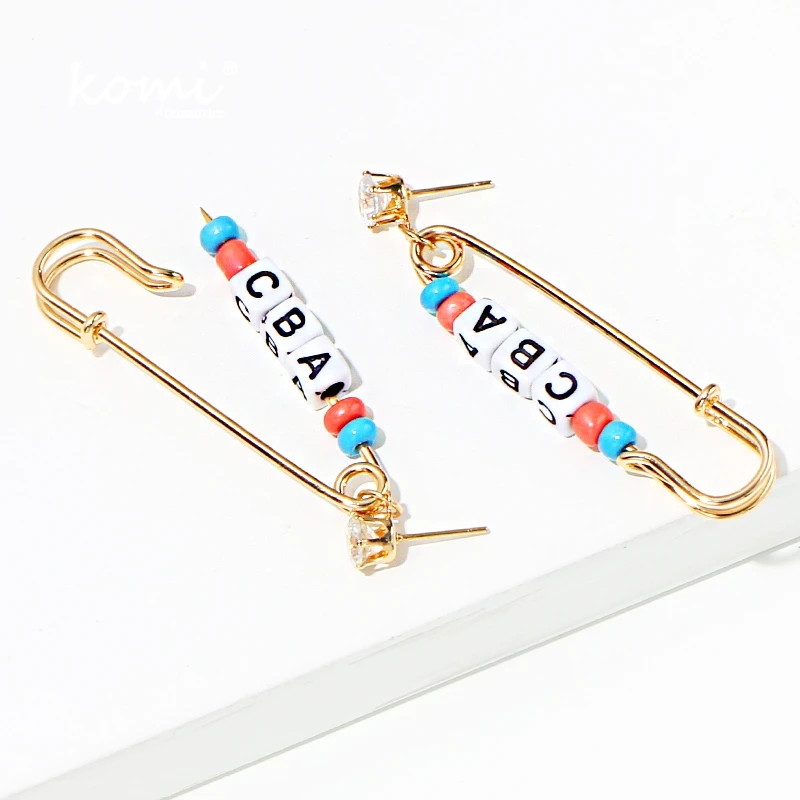 Коми Бохо булавки буквы Pendientes безопасности Дизайн Стразы бусины модные висячие