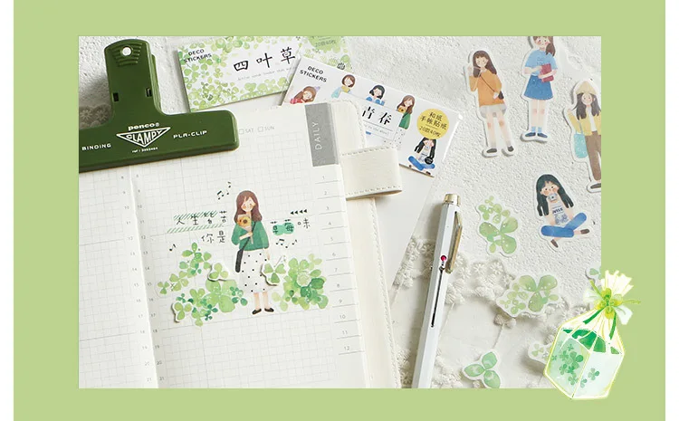 JIANWU Kawaii зеленый стикер s сумка девушка Скрапбукинг DIY Декор милый завод пуля журнал наклейки аксессуары школьные канцелярские принадлежности