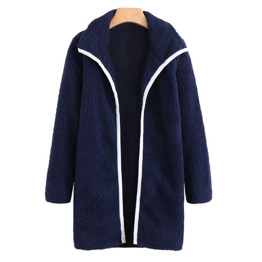 Зимнее однотонное женское повседневное пальто Kenancy с лацканами и длинными