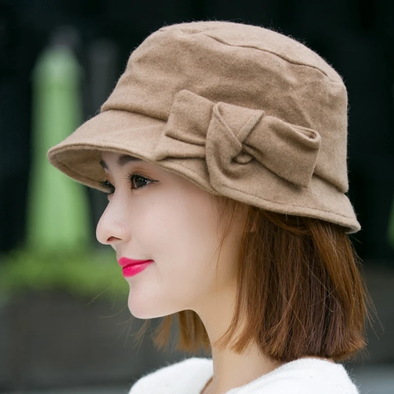 Шляпа рыбака H7712 Женская осенне-зимняя теплая Панама для покупок Корейская