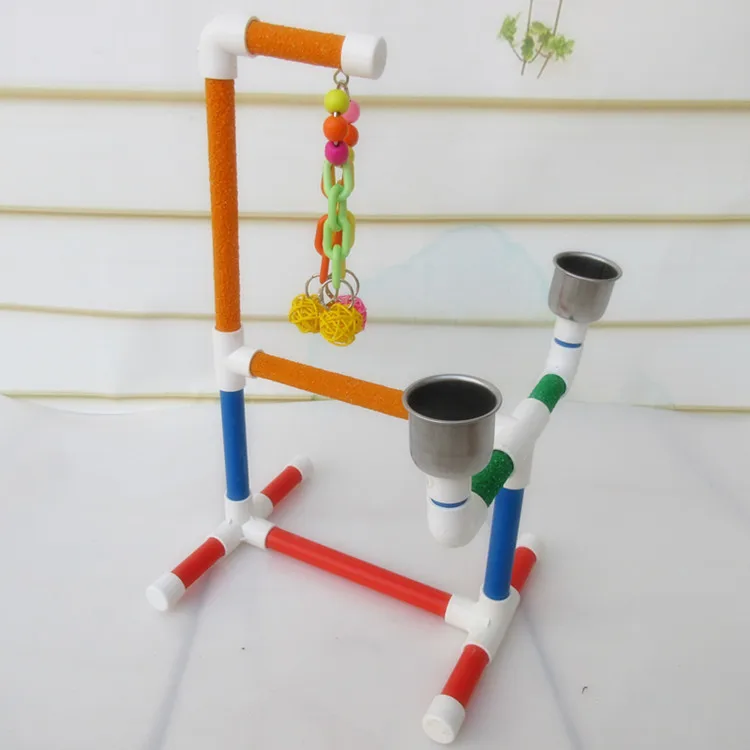 Bird PVC Perch Platform Training Stands Perches Playstand Playgound Standing Toy with feeders for Macaw Cockatoo African Grey | Дом и сад