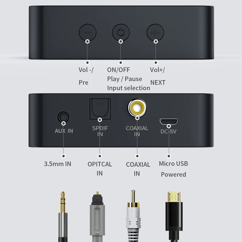 

Bluetooth 5.0 Receiver Aptx 3.5mm AUX Jack Audio Wireless Adapter for PC Headphones TV Support Optical Coaxial Bluetooth Transmi