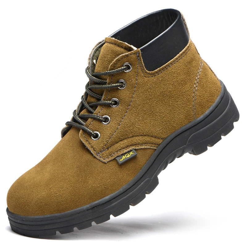 

Новое поступление, мужские Модные рабочие ботинки большого размера со стальным носком, защитные ботинки из мягкой кожи, рабочая обувь, боти...