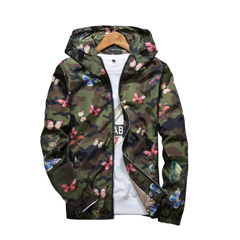 Мужская Повседневная летняя куртка с цветочным принтом легкая ветровка