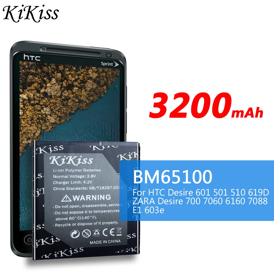 KiKiss BM65100 3200 мАч мобильный телефон Сменный аккумулятор для HTC Desire 601 501 510 619D Зара 700