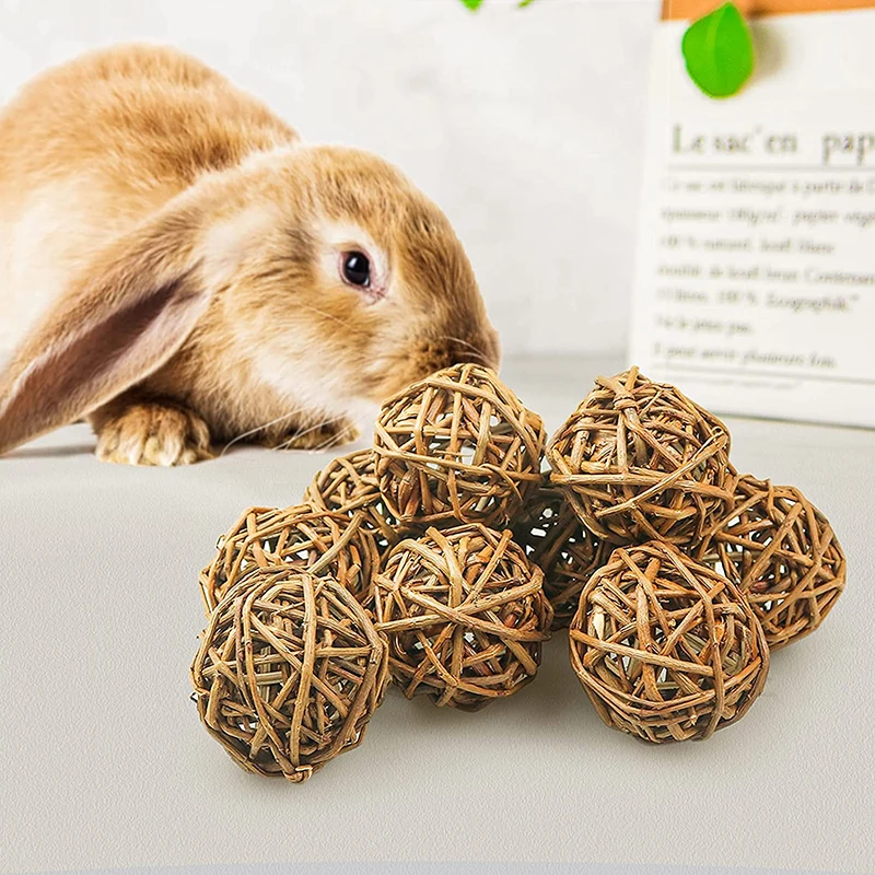 

Natural Willow Balls For Small Animals Rabbit Chewing Balls Guinea Pig Toy Bird Chew Toy Funny Small Animal Toy Rabbits Parrots