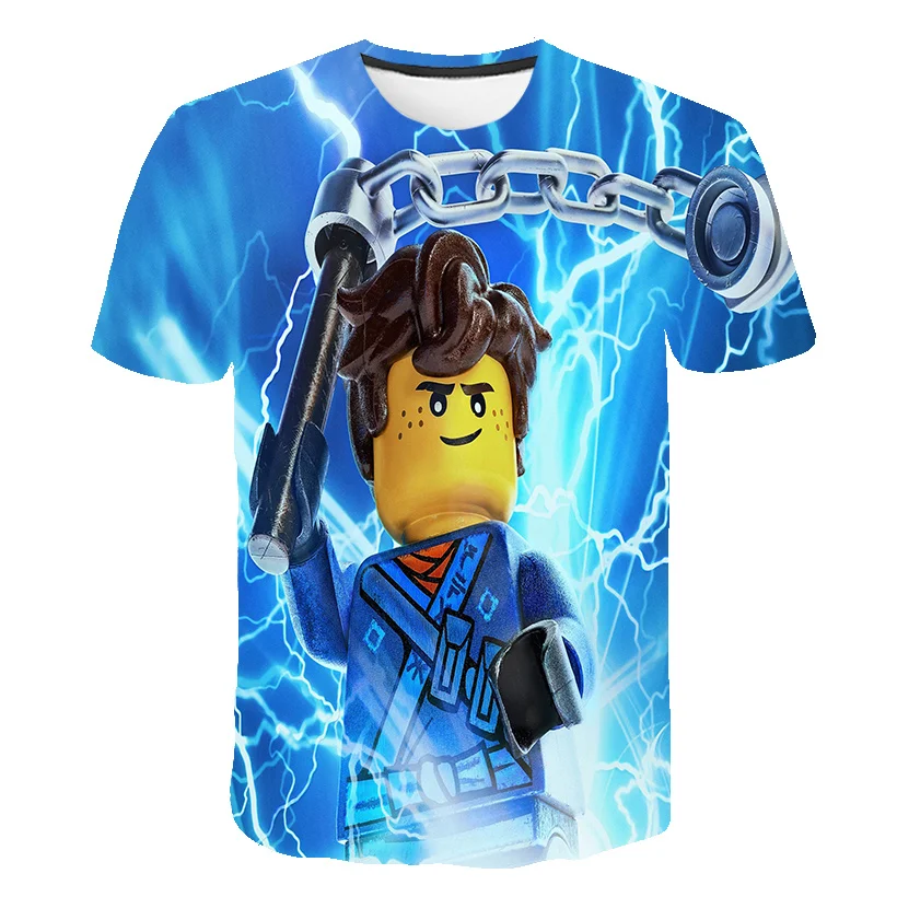 

2021 Summer Lego Fashion T-shirt O-neck Ninja Short Sleeve Boys Girls American Cartoon Street Tops Shirt Kids
