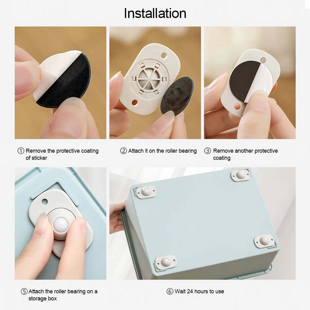 4 шт. самоклеящиеся поворотные ролики Универсальные для мебели ящика хранения